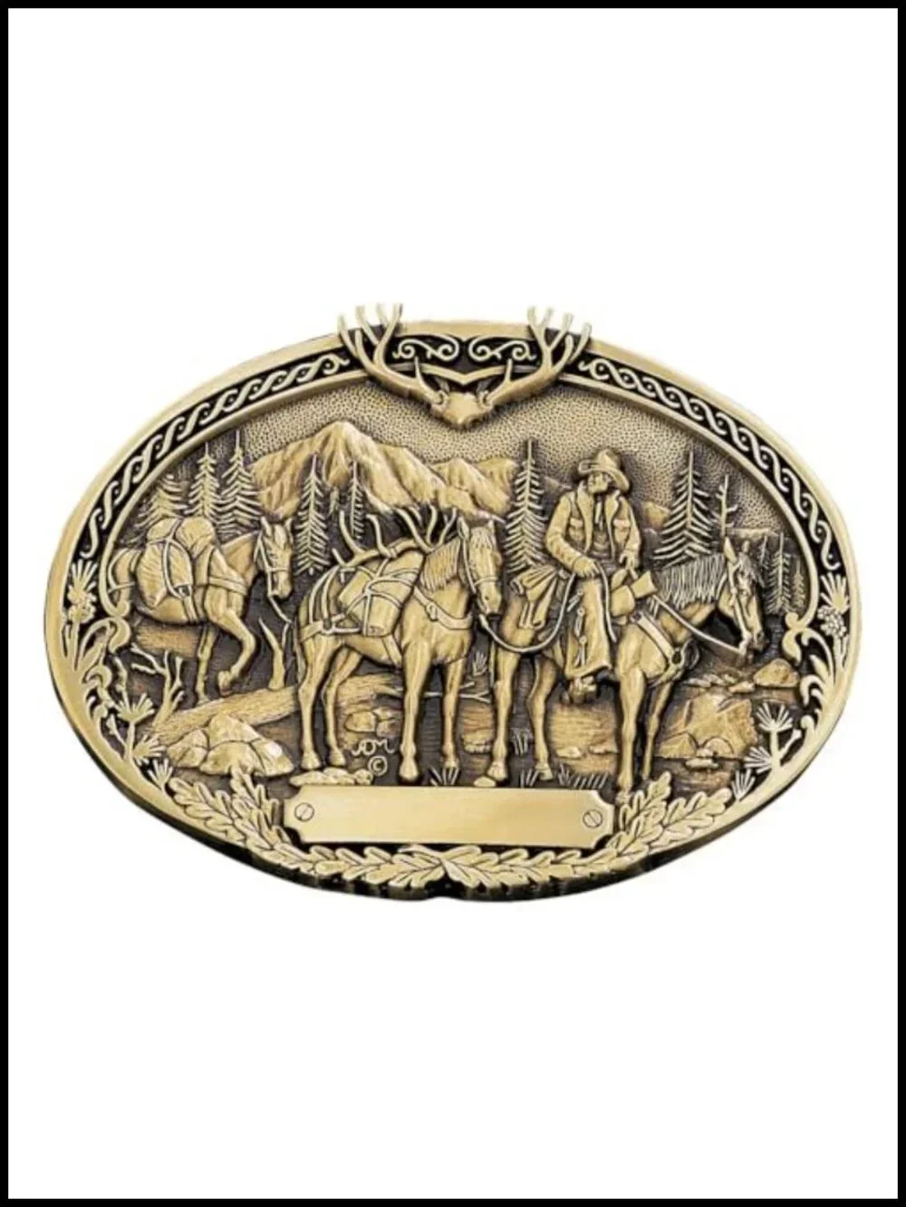 Western Belt Buckle with Brass Finish 1.5